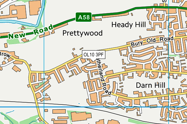 OL10 3PF map - OS VectorMap District (Ordnance Survey)