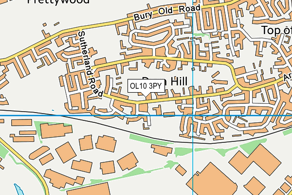 Darnhill Playing Fields map (OL10 3PY) - OS VectorMap District (Ordnance Survey)