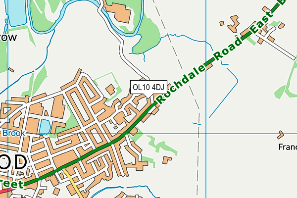 OL10 4DJ map - OS VectorMap District (Ordnance Survey)