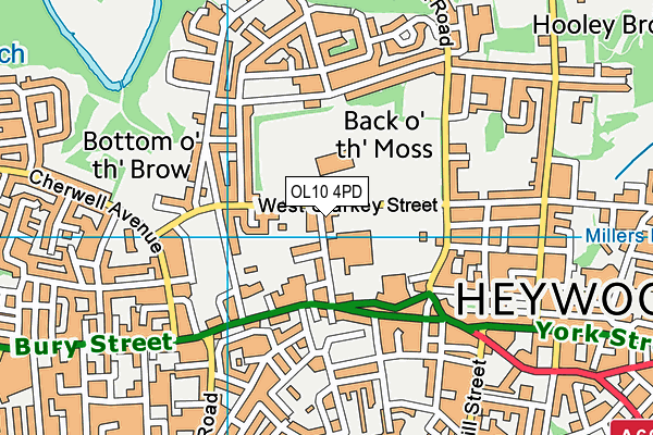 OL10 4PD map - OS VectorMap District (Ordnance Survey)