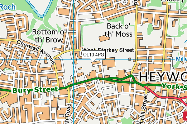 OL10 4PG map - OS VectorMap District (Ordnance Survey)