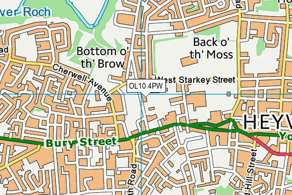 OL10 4PW map - OS VectorMap District (Ordnance Survey)