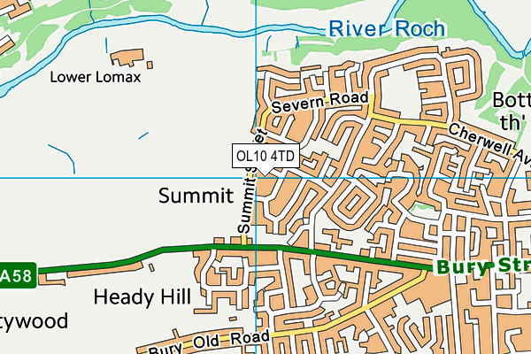 OL10 4TD map - OS VectorMap District (Ordnance Survey)