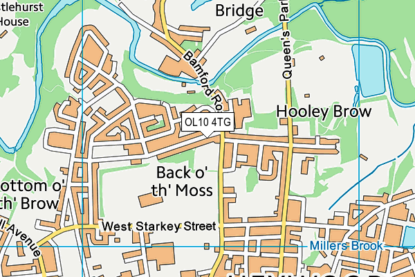 OL10 4TG map - OS VectorMap District (Ordnance Survey)