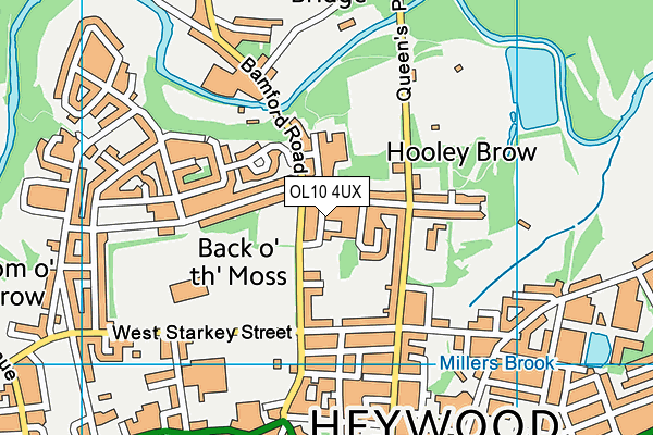 OL10 4UX map - OS VectorMap District (Ordnance Survey)