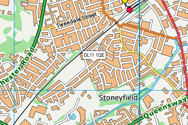 Stoneyfield Recreation Ground map (OL11 1QE) - OS VectorMap District (Ordnance Survey)