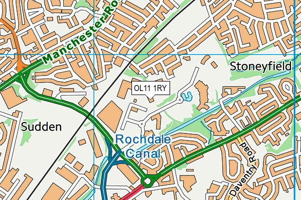 Puregym (Rochdale) map (OL11 1RY) - OS VectorMap District (Ordnance Survey)