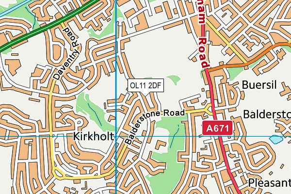 OL11 2DF map - OS VectorMap District (Ordnance Survey)