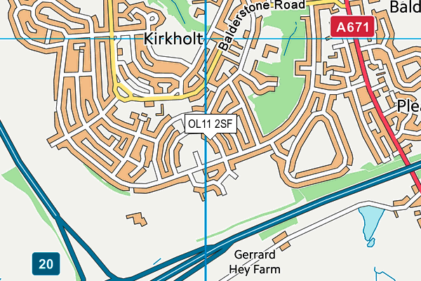 OL11 2SF map - OS VectorMap District (Ordnance Survey)