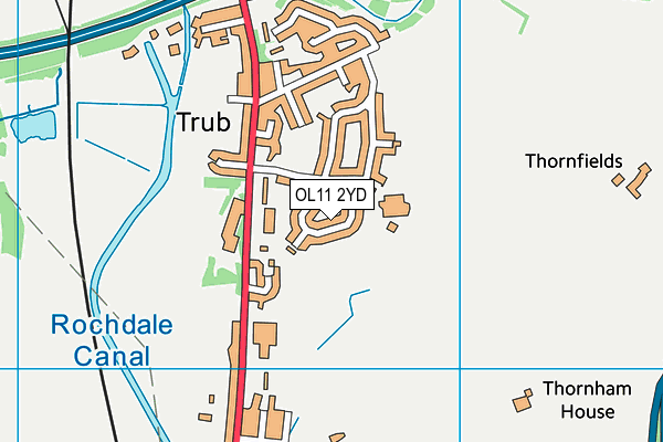 OL11 2YD map - OS VectorMap District (Ordnance Survey)