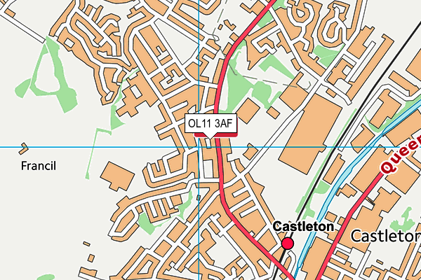 Castleton Swimming Pool map (OL11 3AF) - OS VectorMap District (Ordnance Survey)