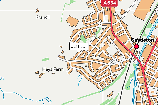 OL11 3DF map - OS VectorMap District (Ordnance Survey)