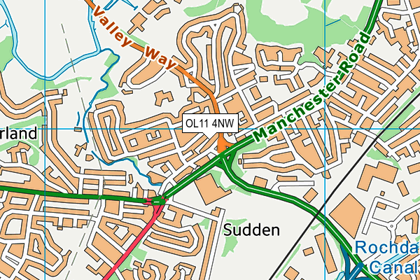 OL11 4NW map - OS VectorMap District (Ordnance Survey)