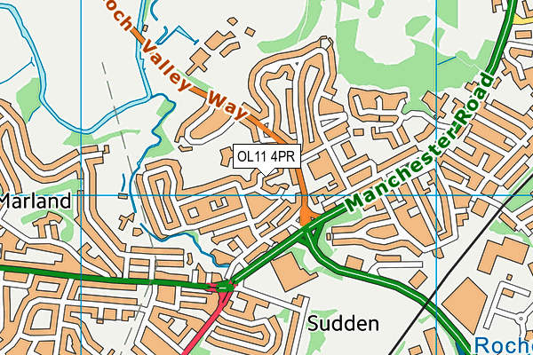 OL11 4PR map - OS VectorMap District (Ordnance Survey)