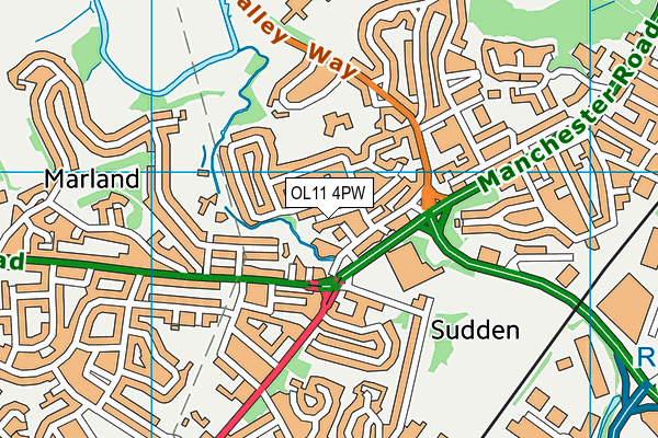 OL11 4PW map - OS VectorMap District (Ordnance Survey)