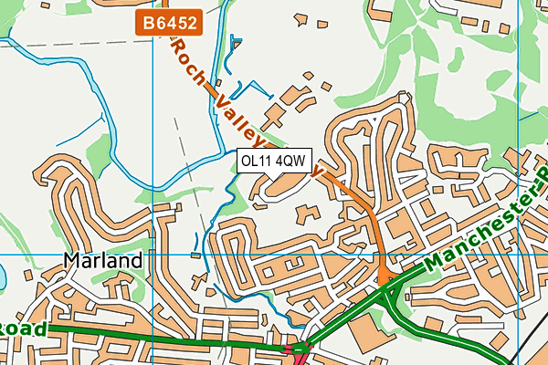 Marland Hill Community Primary School map (OL11 4QW) - OS VectorMap District (Ordnance Survey)