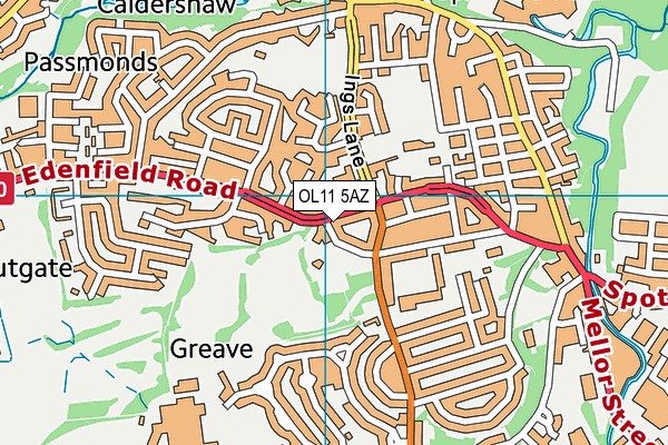 OL11 5AZ map - OS VectorMap District (Ordnance Survey)