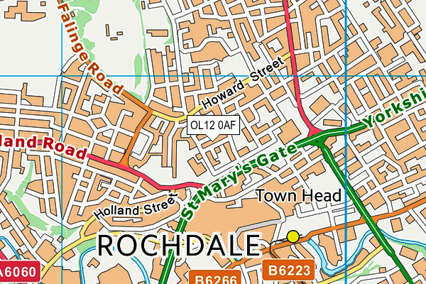 OL12 0AF map - OS VectorMap District (Ordnance Survey)