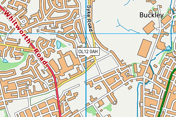 OL12 0AH map - OS VectorMap District (Ordnance Survey)