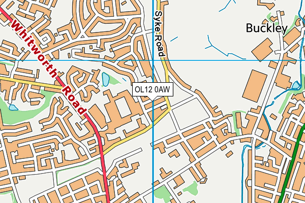OL12 0AW map - OS VectorMap District (Ordnance Survey)
