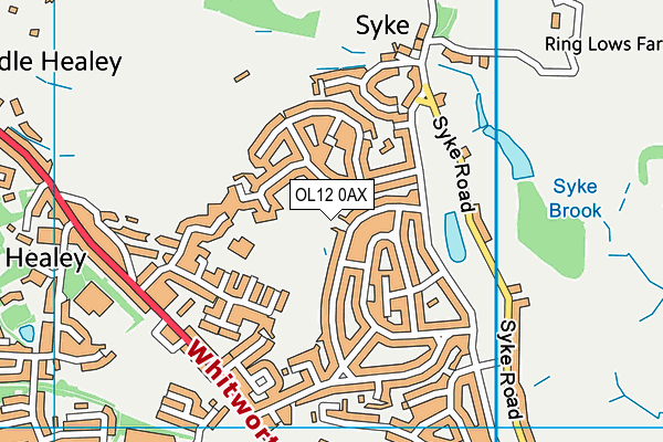 OL12 0AX map - OS VectorMap District (Ordnance Survey)