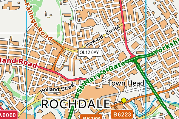 OL12 0AY map - OS VectorMap District (Ordnance Survey)