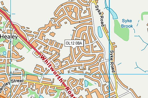 OL12 0BA map - OS VectorMap District (Ordnance Survey)