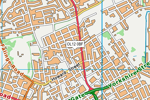 OL12 0BF map - OS VectorMap District (Ordnance Survey)