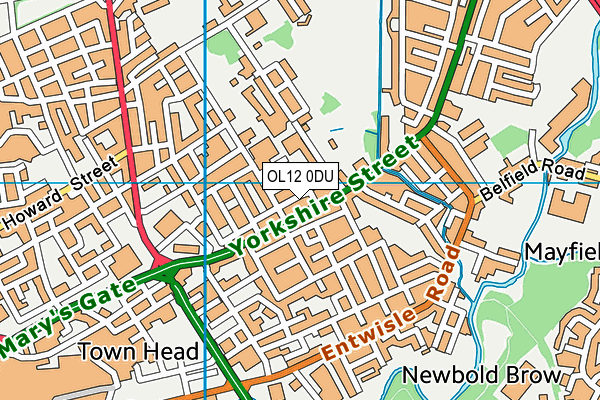 OL12 0DU map - OS VectorMap District (Ordnance Survey)