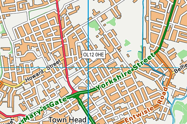 OL12 0HE map - OS VectorMap District (Ordnance Survey)