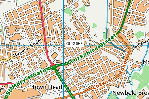 OL12 0HF map - OS VectorMap District (Ordnance Survey)