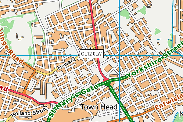 OL12 0LW map - OS VectorMap District (Ordnance Survey)