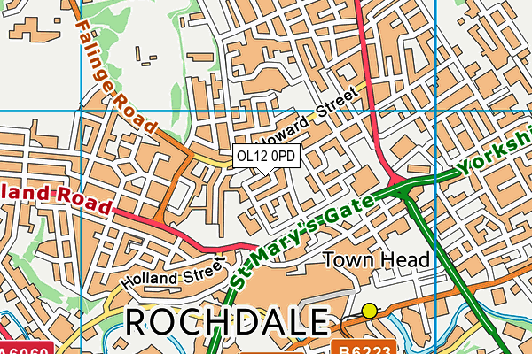 OL12 0PD map - OS VectorMap District (Ordnance Survey)