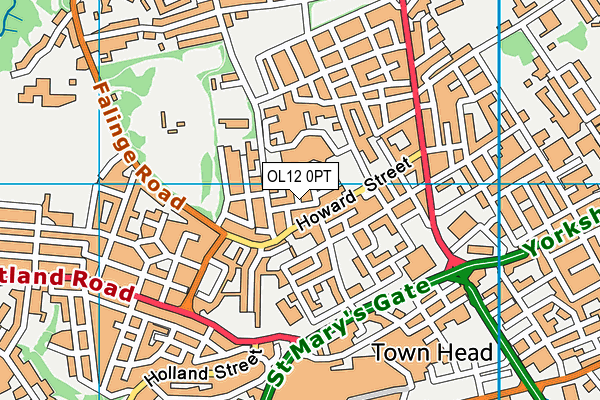 OL12 0PT map - OS VectorMap District (Ordnance Survey)