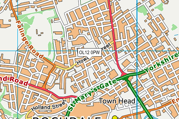 OL12 0PW map - OS VectorMap District (Ordnance Survey)