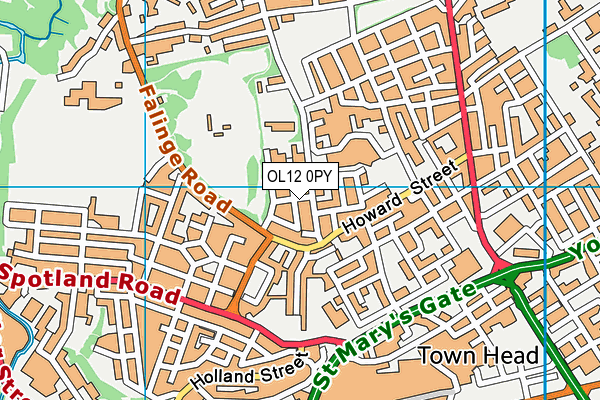 OL12 0PY map - OS VectorMap District (Ordnance Survey)