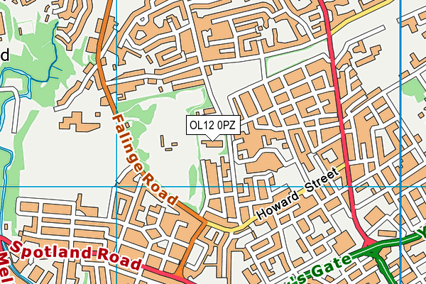 OL12 0PZ map - OS VectorMap District (Ordnance Survey)
