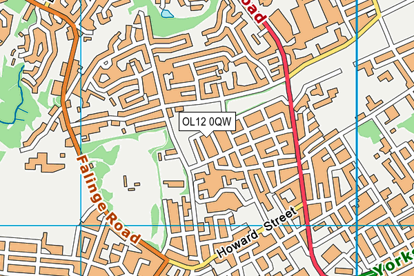 OL12 0QW map - OS VectorMap District (Ordnance Survey)