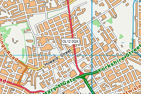 OL12 0QX map - OS VectorMap District (Ordnance Survey)