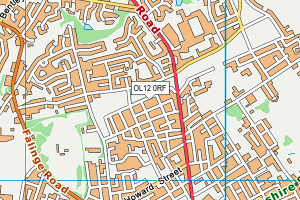 OL12 0RF map - OS VectorMap District (Ordnance Survey)