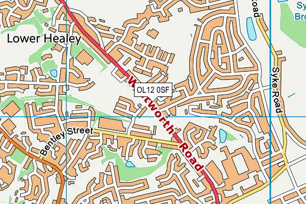 OL12 0SF map - OS VectorMap District (Ordnance Survey)