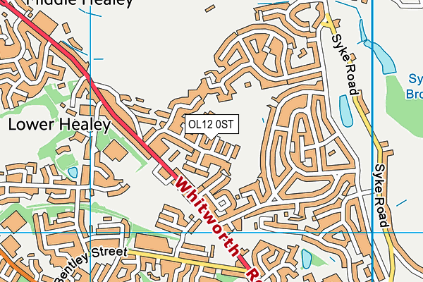 Healey Foundation Primary School map (OL12 0ST) - OS VectorMap District (Ordnance Survey)