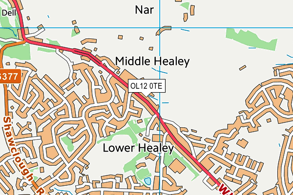 OL12 0TE map - OS VectorMap District (Ordnance Survey)