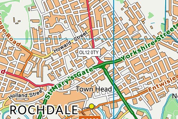 OL12 0TY map - OS VectorMap District (Ordnance Survey)