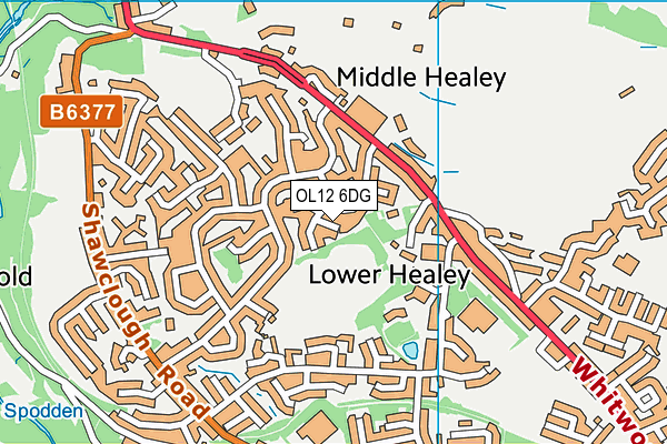 OL12 6DG map - OS VectorMap District (Ordnance Survey)