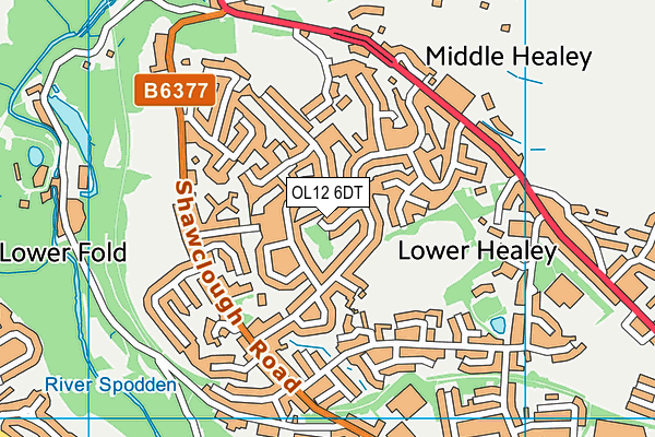 OL12 6DT map - OS VectorMap District (Ordnance Survey)
