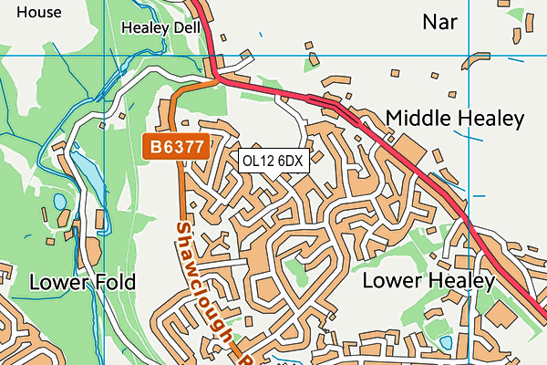 OL12 6DX map - OS VectorMap District (Ordnance Survey)