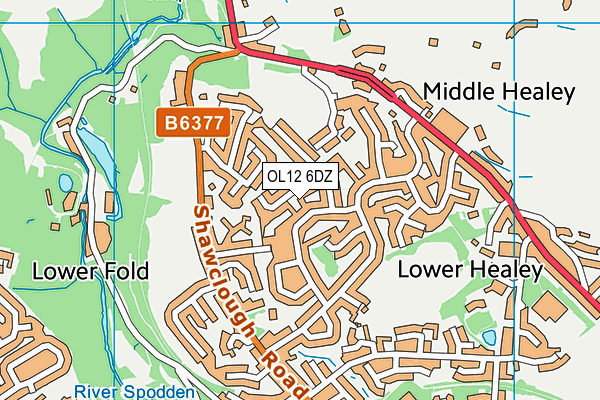 OL12 6DZ map - OS VectorMap District (Ordnance Survey)