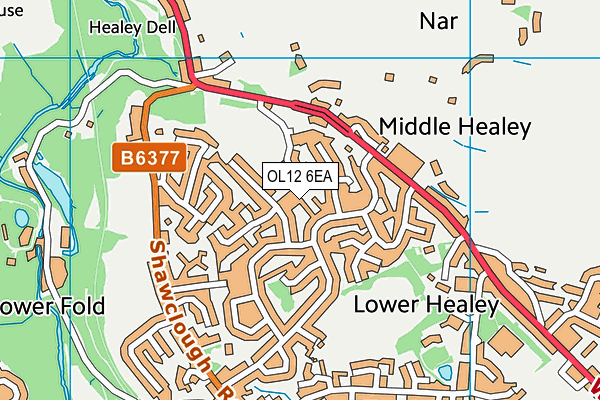 OL12 6EA map - OS VectorMap District (Ordnance Survey)