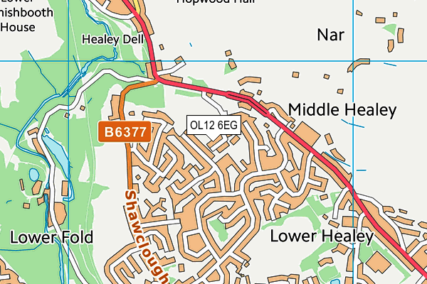 OL12 6EG map - OS VectorMap District (Ordnance Survey)